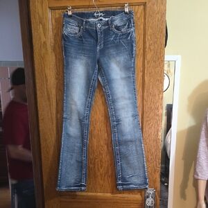 Women’s Blue Distressed Bootcut Jeans